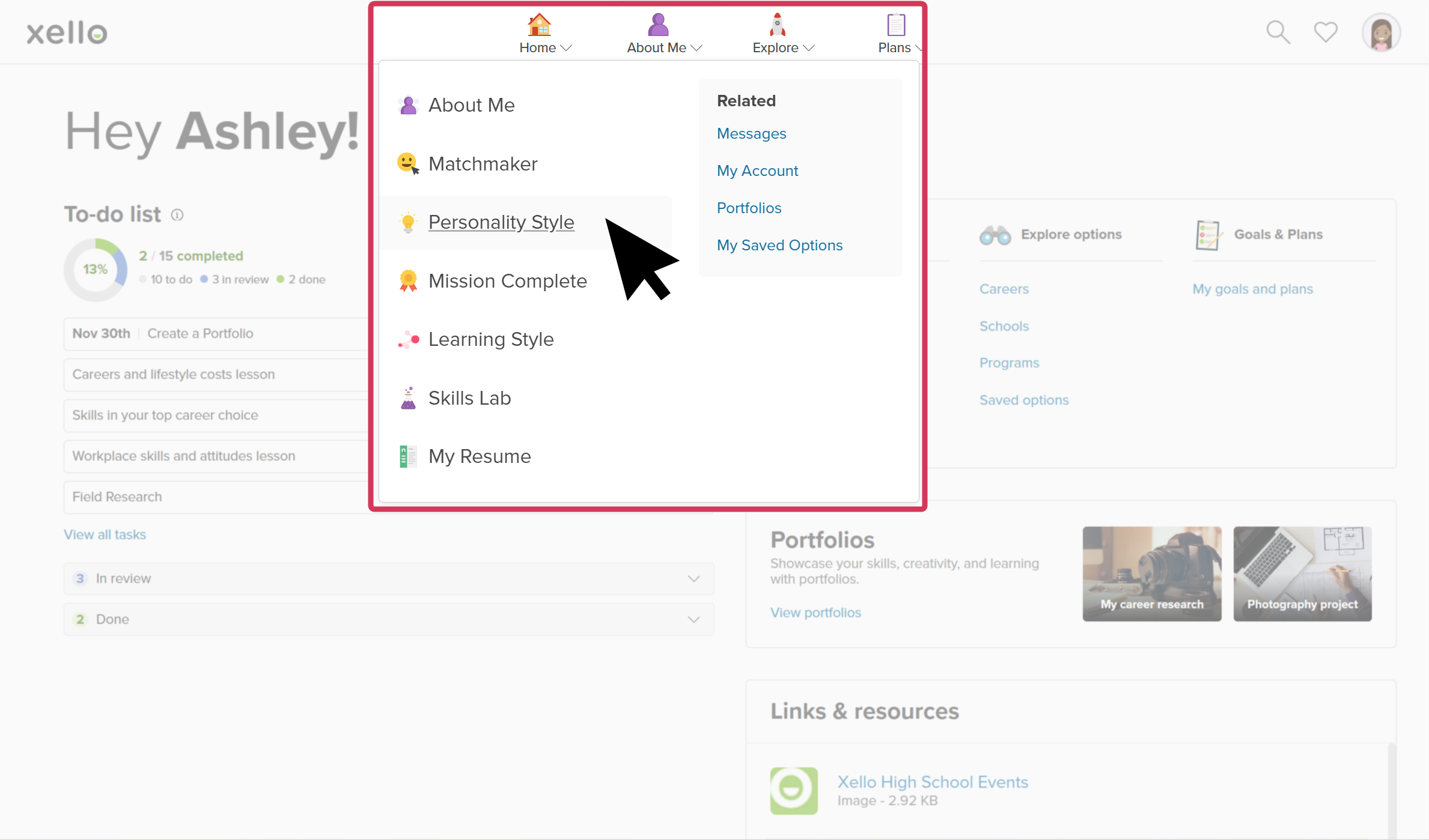 Access Matchmaker from the student dashboard